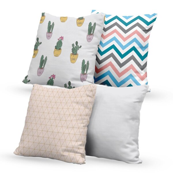 Kit 4 Capas De Almofadas Decorativas Own Cactos E Chevron - 4