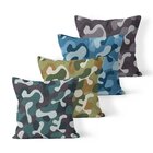 Kit 4 Capas De Almofadas Decorativas Own Camuflada Com Cinza