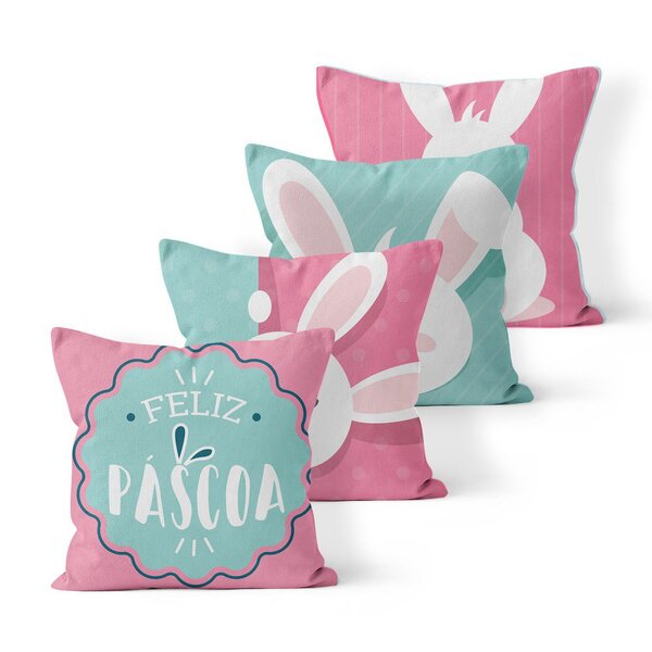 Kit 4 Capas De Almofadas Decorativas Own Coelho Feliz Páscoa