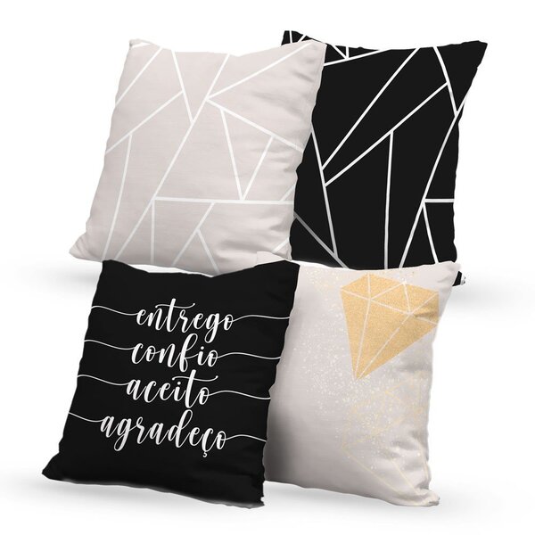 Kit 4 Capas De Almofadas Decorativas Own Entrego Confio Aceit
