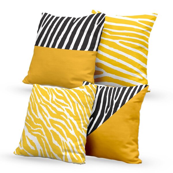 Kit 4 Capas De Almofadas Decorativas Own Estampas Zebra Preta