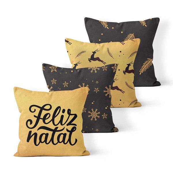 Kit 4 Capas De Almofadas Decorativas Own Feliz Natal E Estamp