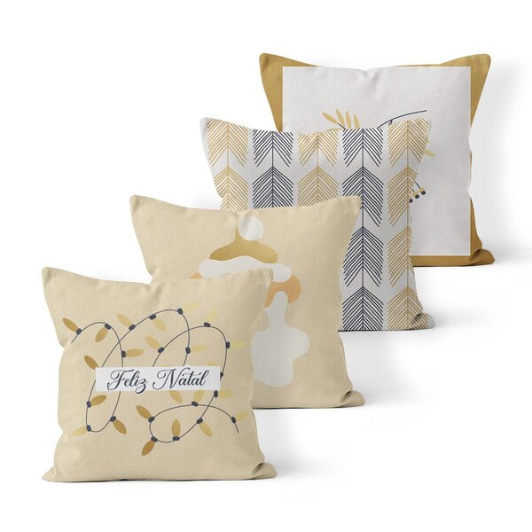Kit 4 Capas De Almofadas Decorativas Own Feliz Natal Geométri