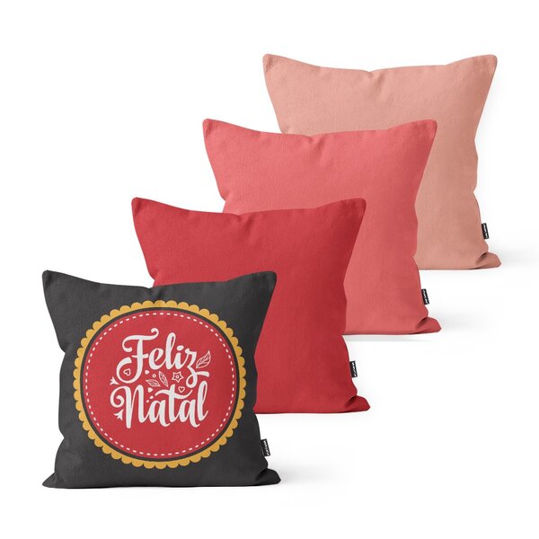 Kit 4 Capas De Almofadas Decorativas Own Feliz Natal Tons Ros