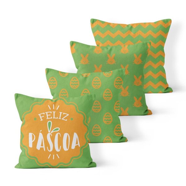 Kit 4 Capas De Almofadas Decorativas Own Feliz Páscoa E Chevr