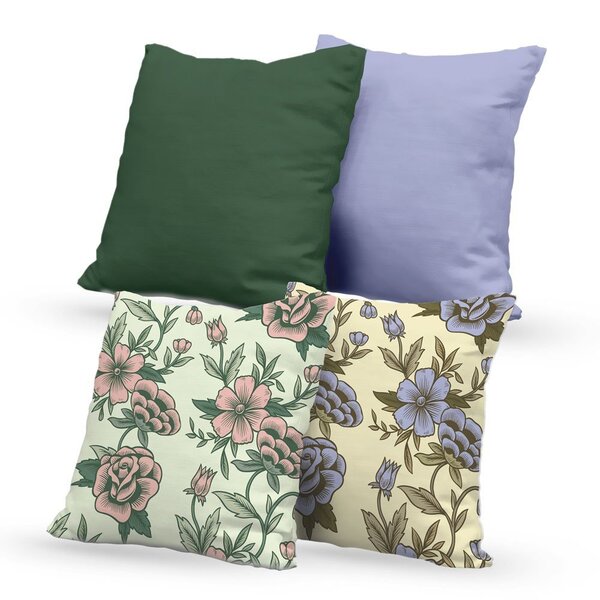 Kit 4 Capas De Almofadas Decorativas Own Floral - 45x45 Cm