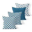Kit 4 Capas De Almofadas Decorativas Own Geométrica Azul E Br