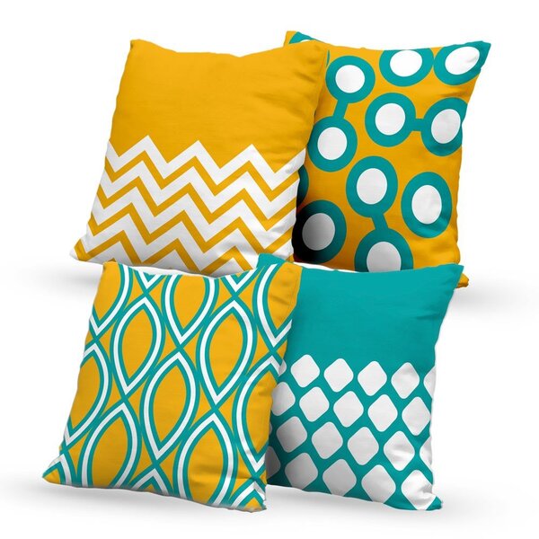 Kit 4 Capas De Almofadas Decorativas Own Geométricas Amarelo