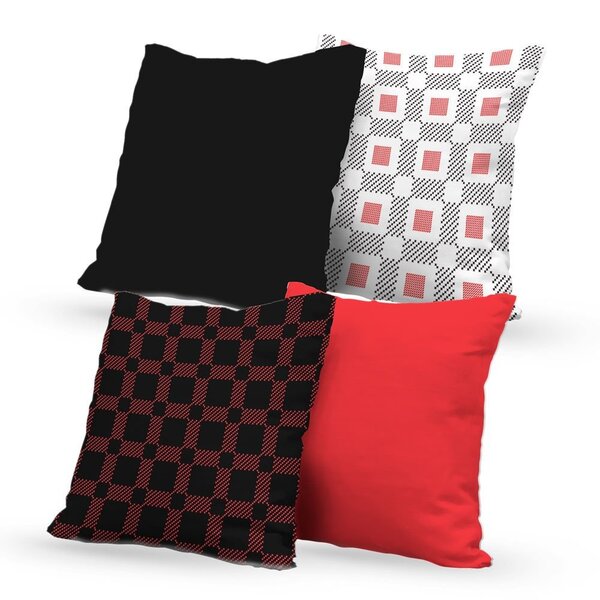 Kit 4 Capas De Almofadas Decorativas Own Geométricas Preta E