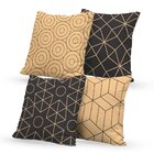 Kit 4 Capas De Almofadas Decorativas Own Geométricas Preta E