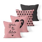 Kit 4 Capas De Almofadas Decorativas Own Gratidão E Corações