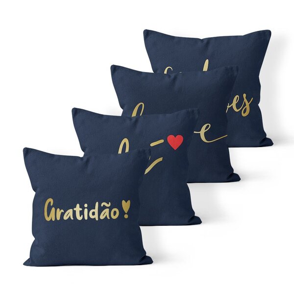 Kit 4 Capas De Almofadas Decorativas Own Gratidão Fé Love Goo
