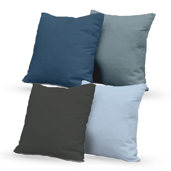 Kit 4 Capas De Almofadas Decorativas Own Lisas Azul E Cinza -