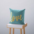 Kit 4 Capas De Almofadas Decorativas Own Love Azul E Dourado