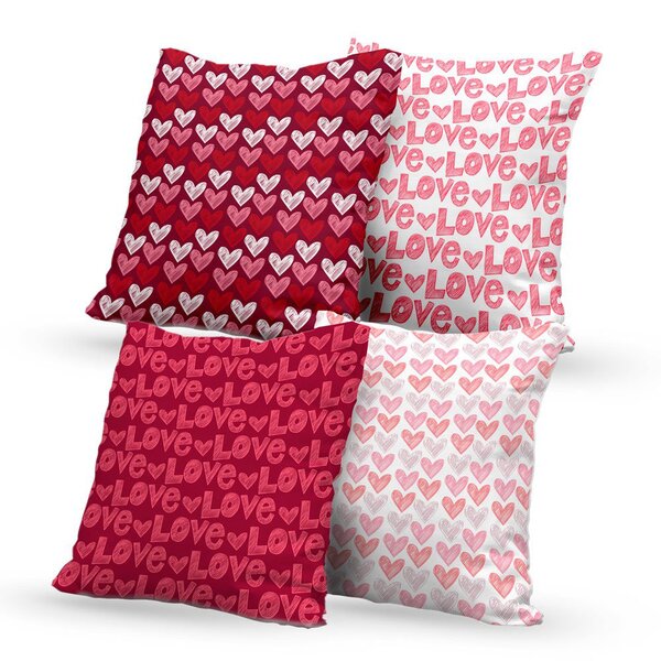 Kit 4 Capas De Almofadas Decorativas Own Love Coração - 45x45