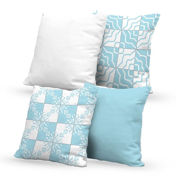 Kit 4 Capas De Almofadas Decorativas Own Mosaicos Azul Claro