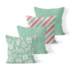 Kit 4 Capas De Almofadas Decorativas Own Natal E Listras Verd