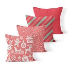 Kit 4 Capas De Almofadas Decorativas Own Natal E Listras Verm