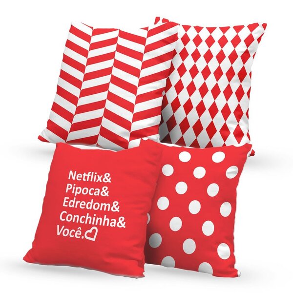 Kit 4 Capas De Almofadas Decorativas Own Netflix Pipoca Edred