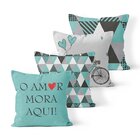 Kit 4 Capas De Almofadas Decorativas Own O Amor Mora Aqui Azu