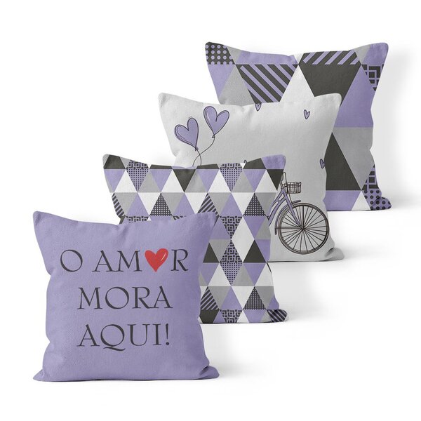 Kit 4 Capas De Almofadas Decorativas Own O Amor Mora Aqui Lil