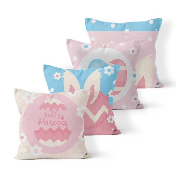 Kit 4 Capas De Almofadas Decorativas Own Ovo Feliz Páscoa Tec