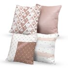 Kit 4 Capas De Almofadas Decorativas Own Rose Gold Geométrica