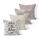 Kit 4 Capas De Almofadas Decorativas Own Triângulos E Gratidão