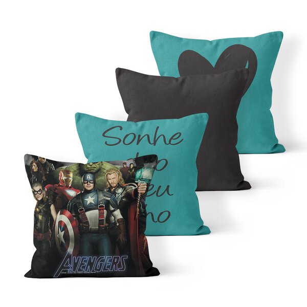 Kit 4 Capas De Almofadas Decorativas Own Vingadores - 45x45 Cm