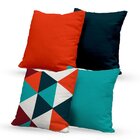 Kit 4 Capas De Almofadas Decorativas Triângulos E Lisas Laran