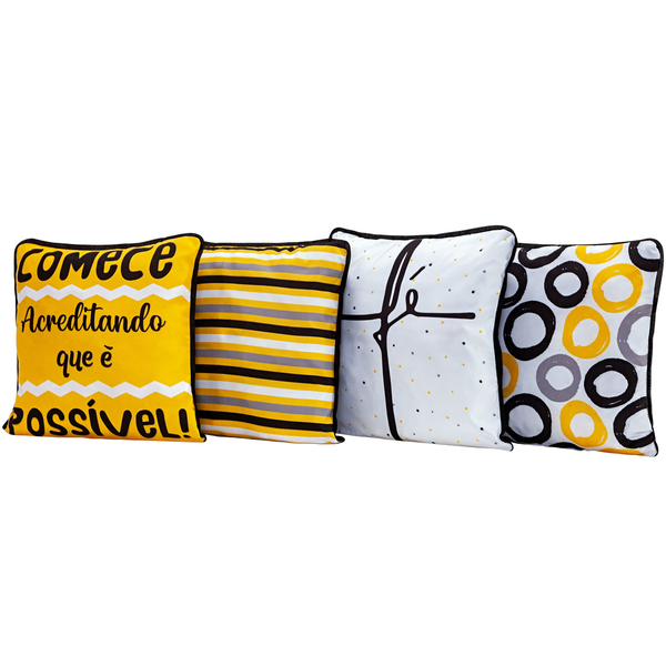 Kit 4 Capas De Almofadas Innovative Comece Acreditando 45cm X