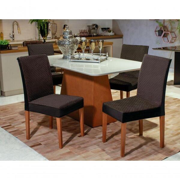 Kit 4 Capas P/ Cadeira Jantar Luxo Matelada - Preto