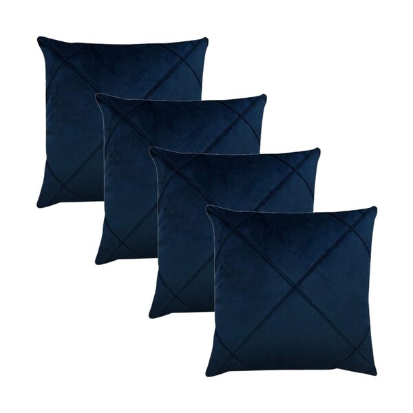 Kit 4 Capas Para Almofada Drapeada Em Veludo Quadrada 50x50 A