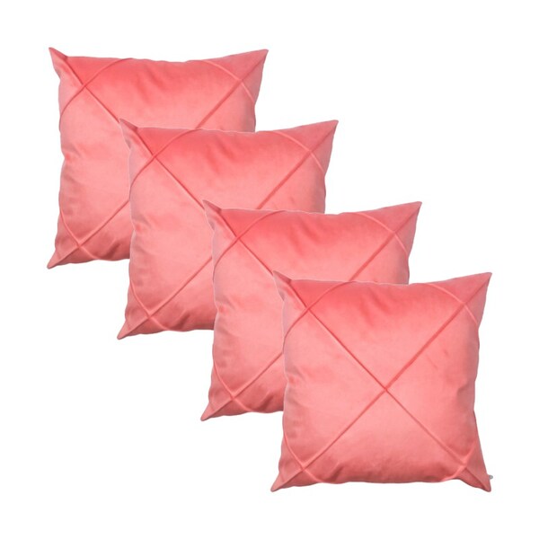 Kit 4 Capas Para Almofada Drapeada Em Veludo Quadrada 50x50 R