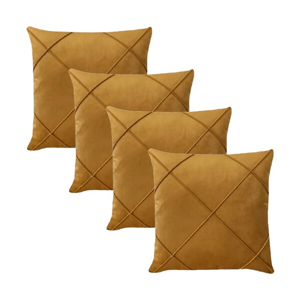 Kit 4 Capas Para Almofada Drapeada Em Veludo Quadrada 60x60 M