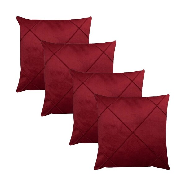 Kit 4 Capas Para Almofada Drapeada Em Veludo Quadrada Bordo