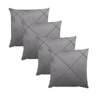 Kit 4 Capas Para Almofada Drapeada Em Veludo Quadrada Cinza C