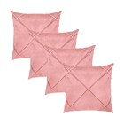 Kit 4 Capas Para Almofada Drapeada Em Veludo Quadrada Rose