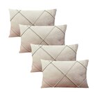Kit 4 Capas Para Almofada Drapeada Em Veludo Retangular Bege