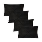 Kit 4 Capas Para Almofada Drapeada Em Veludo Retangular Preto