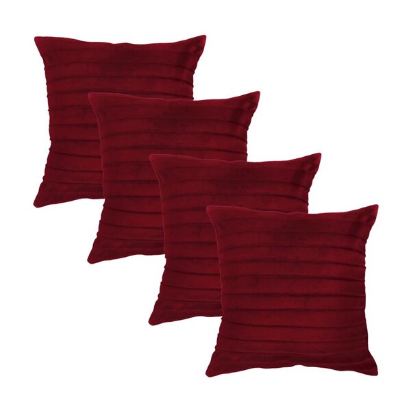 Kit 4 Capas Para Almofada Drapeada Line Em Veludo Quadrada 50