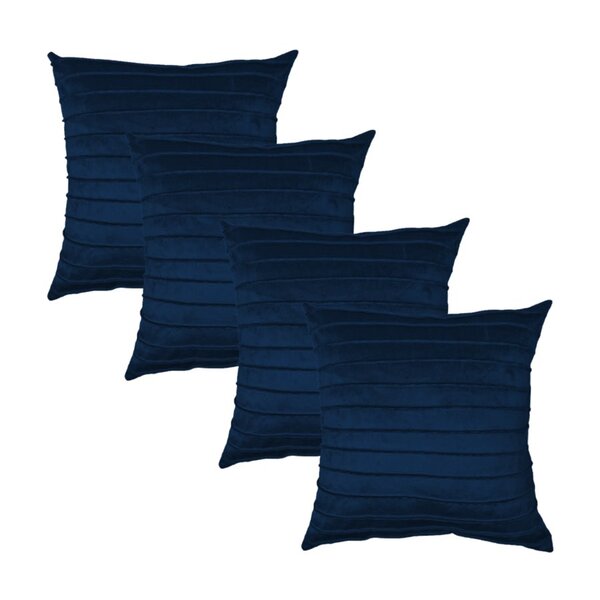 Kit 4 Capas Para Almofada Drapeada Line Em Veludo Quadrada Az