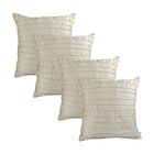 Kit 4 Capas Para Almofada Drapeada Line Em Veludo Quadrada Be