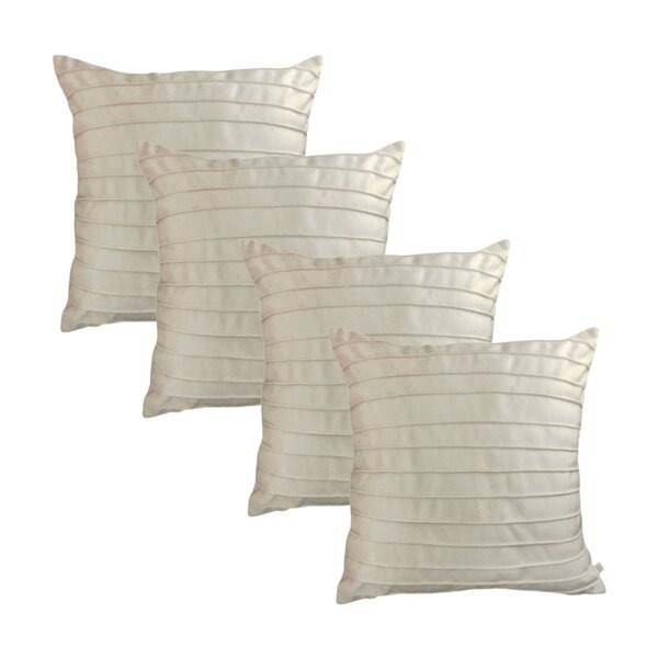 Kit 4 Capas Para Almofada Drapeada Line Em Veludo Quadrada Be