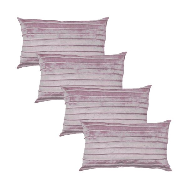 Kit 4 Capas Para Almofada Drapeada Line Em Veludo Retangular