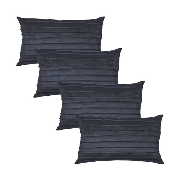Kit 4 Capas Para Almofada Drapeada Line Em Veludo Retangular
