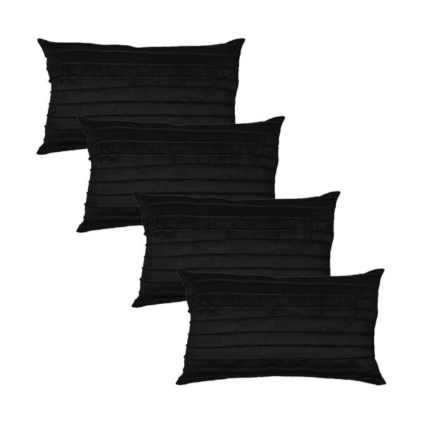 Kit 4 Capas Para Almofada Drapeada Line Em Veludo Retangular