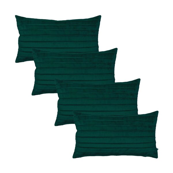 Kit 4 Capas Para Almofada Drapeada Line Em Veludo Retangular