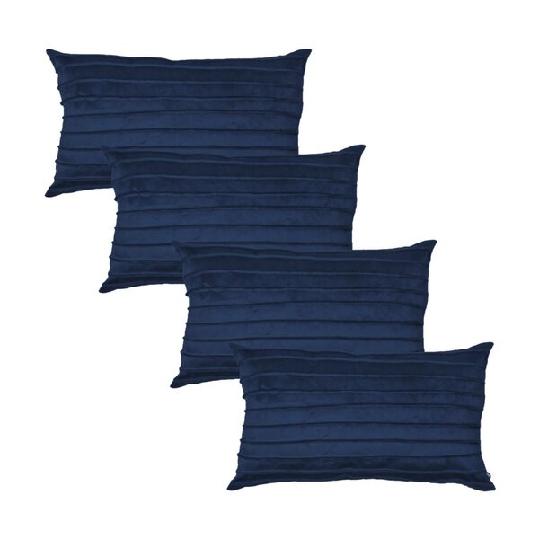 Kit 4 Capas Para Almofada Drapeada Line Em Veludo Retangular