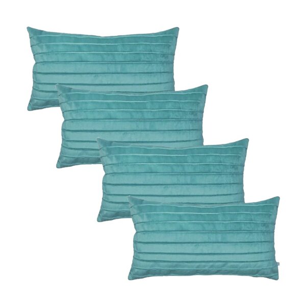 Kit 4 Capas Para Almofada Drapeada Line Em Veludo Retangular